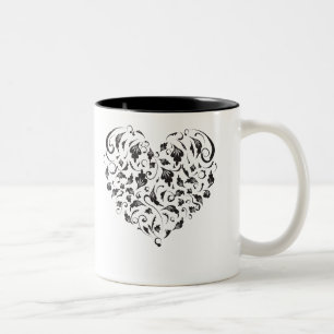 Floral heart Two-Tone coffee mug
