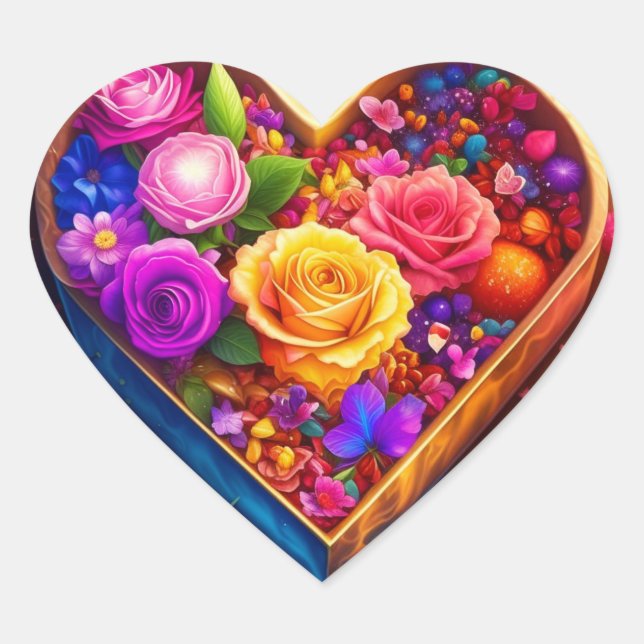 Floral Heart Valentine's Day Photo Heart Sticker (Front)