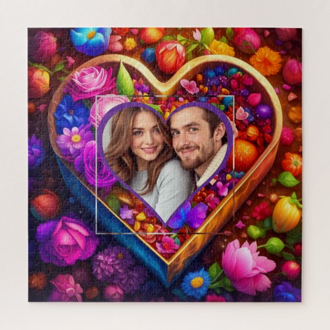Floral Heart Valentine's Day Photo Jigsaw Puzzle (Vertical)