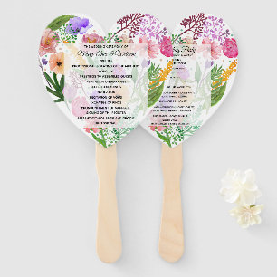 Floral Heart Wedding Program Fan