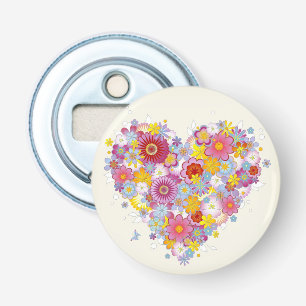 Floral heart with butterflies bottle opener
