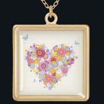 Floral heart with butterflies gold plated necklace<br><div class="desc">floral heart with butterflies - perfect for Valentine's Day  © and ® Bigstock® - All Rights Reserved.</div>
