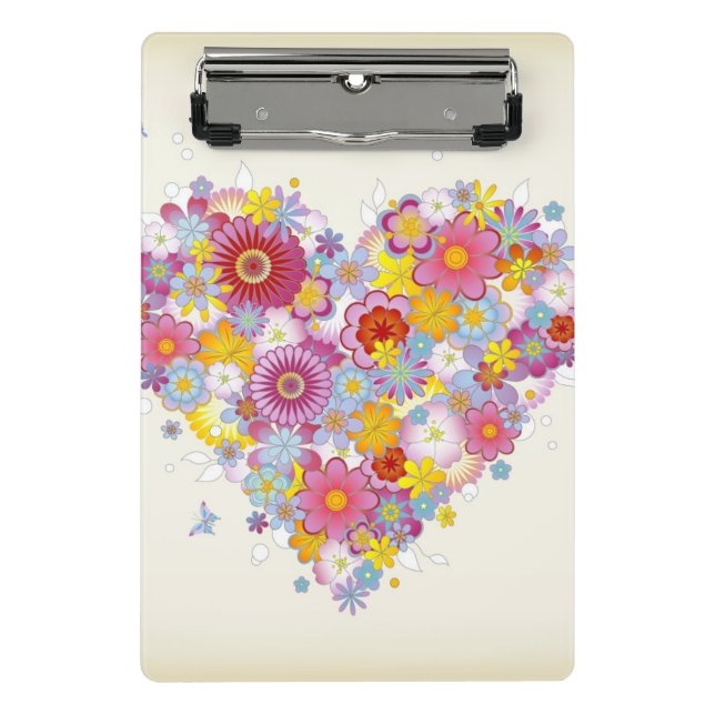 Floral heart with butterflies mini clipboard (Front)