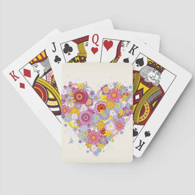 Floral heart with butterflies playing cards (Back)