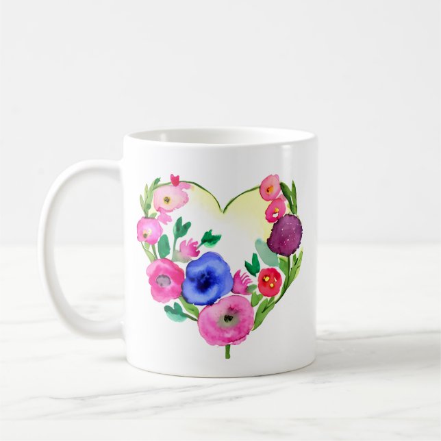 Floral Heart with Daughter Quote Coffee Mug (Left)