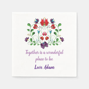 Floral Heart with Quote Napkin
