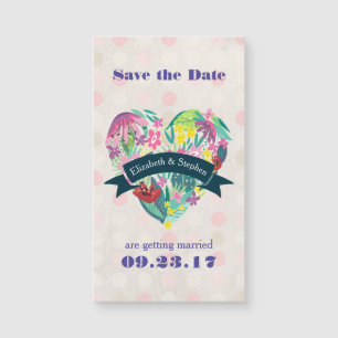 Floral Heart with Tropical Flowers Save The Date