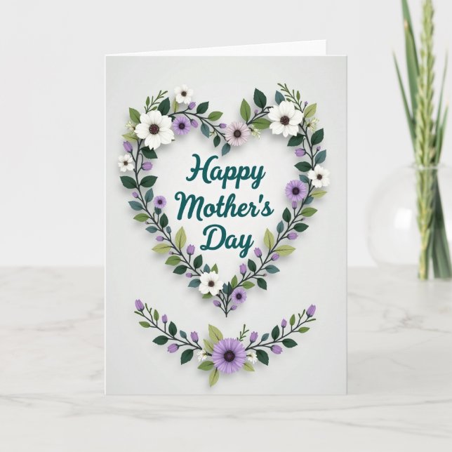 Floral Heart Wreath Design Card (Front)