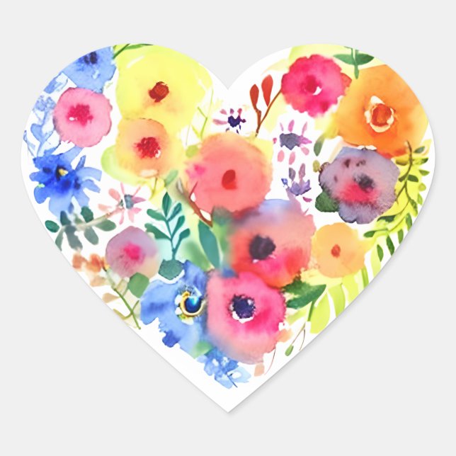 Floral Heart Wreath Pastel Watercolor   Sticker (Front)