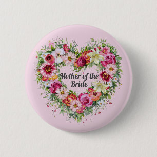 Floral Heart Wreath Personalised 6 Cm Round Badge