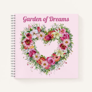 Floral Heart Wreath Personalized Notebook