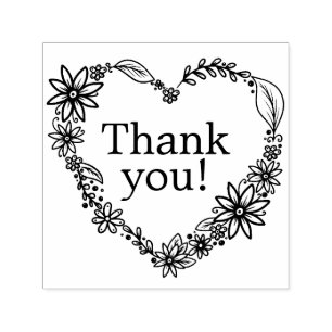 Floral Heart Wreath Thank You Self-inking Stamp