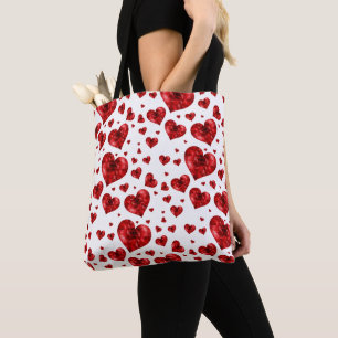 Floral Hearts Pattern Tote Bag