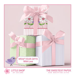 Floral Hearts Valentines Day Wrapping Paper Sheet