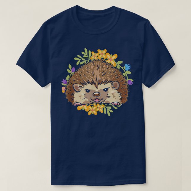 Floral Hedgehog Flower Hedgepig Furze-pig For Hedg T-Shirt (Design Front)