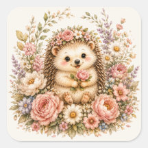 Floral Hedgehog Watercolor Art