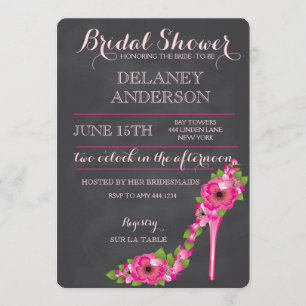 Floral Heel Bridal Shower Bachelorette Invitation