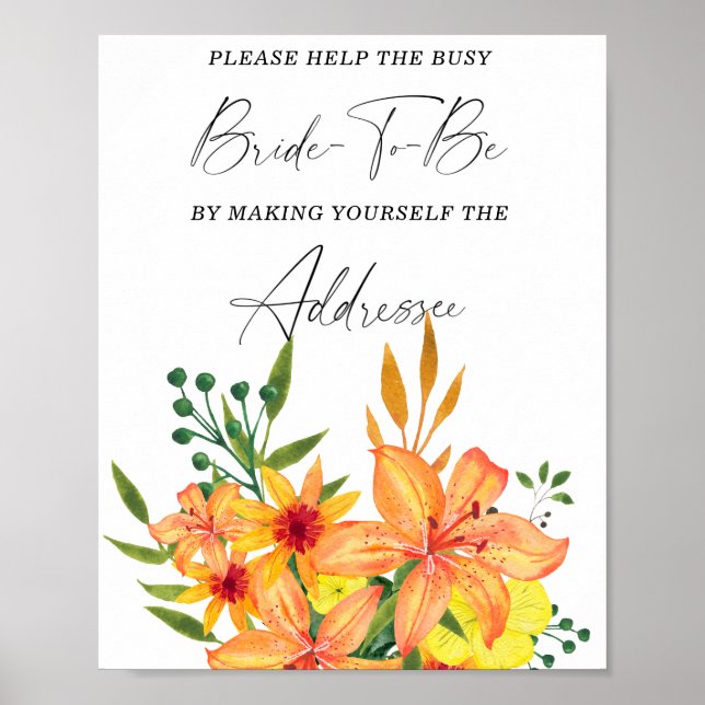 Floral help the busy bride Address  Poster (Front)