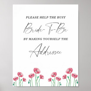 Floral help the busy bride Address Poster