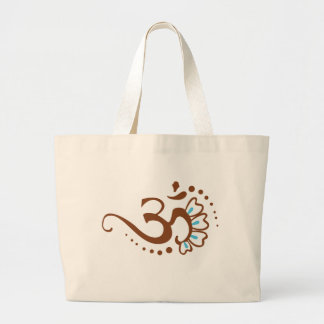 Floral Henna Om Large Tote Bag