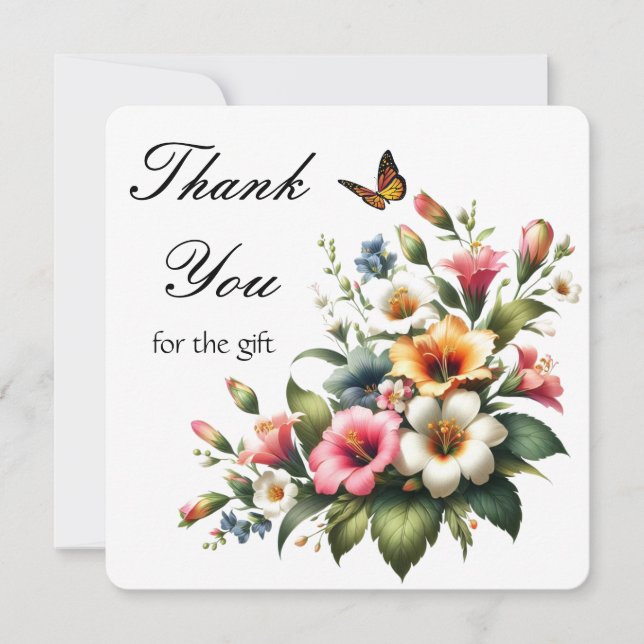 Floral Hibiscus Gift  Thank You Card (Front)