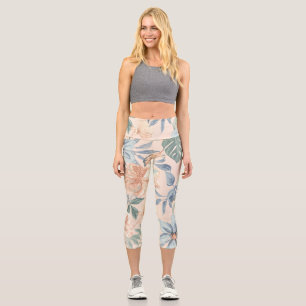 Floral High-Waisted Capri Leggings Stylish Workout