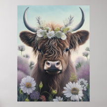 Floral Highland Cow