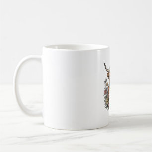 Floral Highland Cow Vintage Engraving Design_1 Coffee Mug