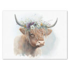 Floral Highland Cow Watercolor