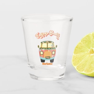 Floral Hippy Van Feeling Groovy Pop Art 60s 70s Shot Glass