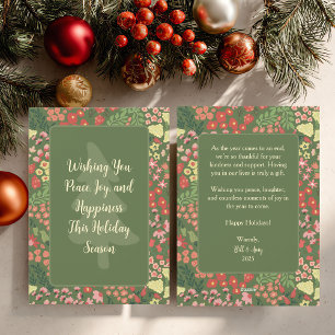 Floral Holiday Card - Custom Message, Name & Date