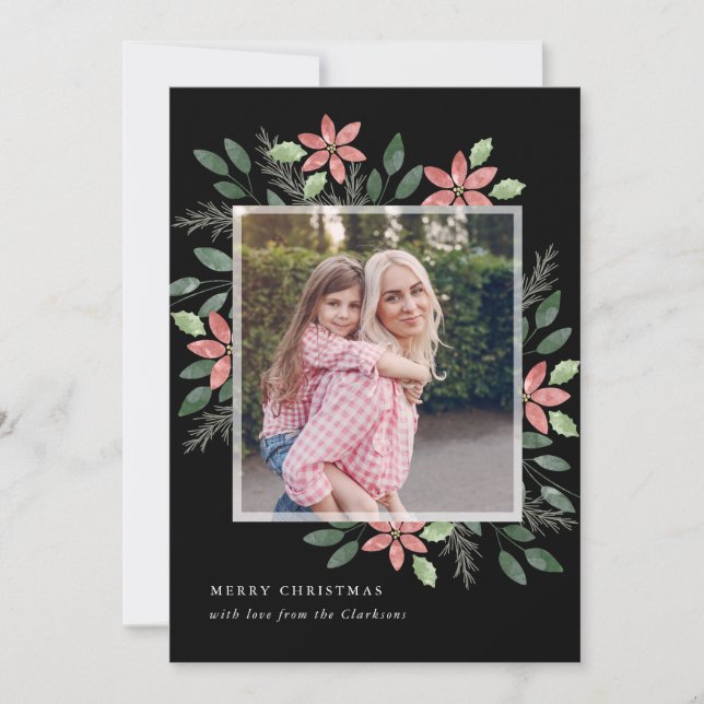 Floral Holiday, Christmas photo card (Front)