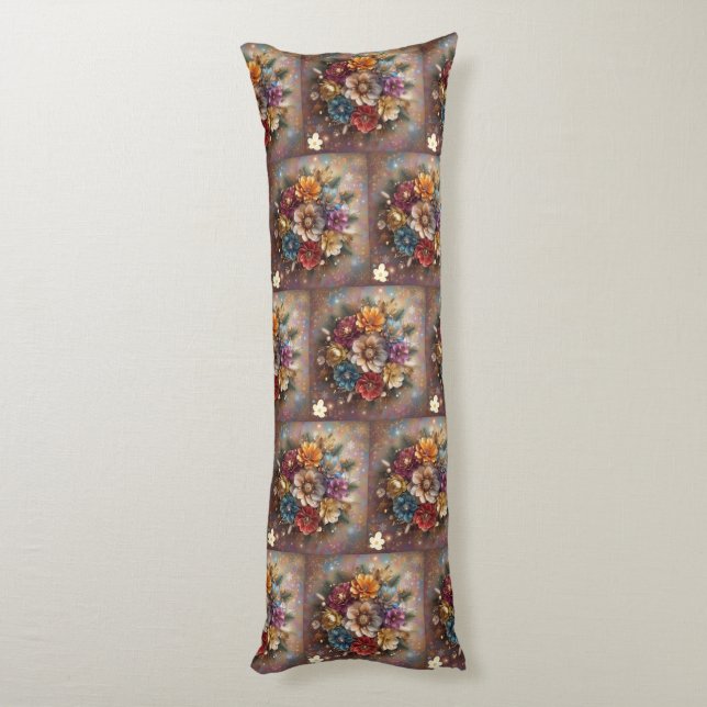 "Floral Holiday Magic" Body Cushion (Back (Vertical))