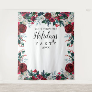 Floral Holiday Party photobooth backdrop  Tapestry