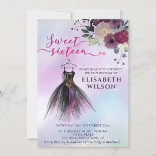 Floral holographic adorable dress invitation