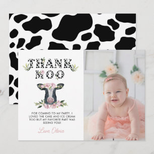 Floral Holy Cow Thank Moo Birthday   Thank You Card