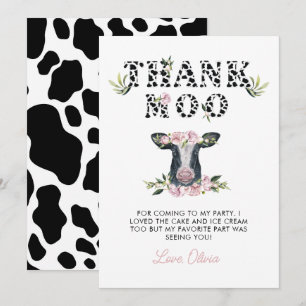Floral Holy Cow Thank Moo Birthday  Thank You Card