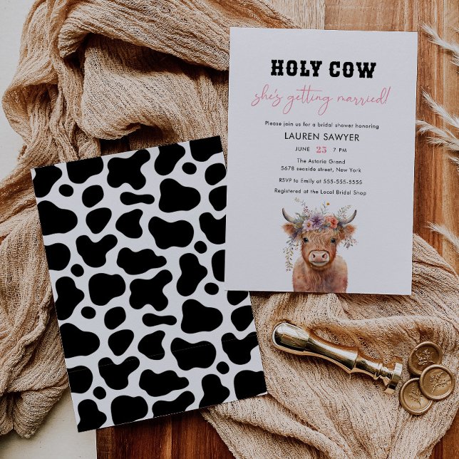 Floral Holy Cow Western Cowgirl Bridal Shower Invitation (Creator Uploaded)