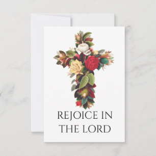 Floral Holy Cross Card Latin Pater Noster Back