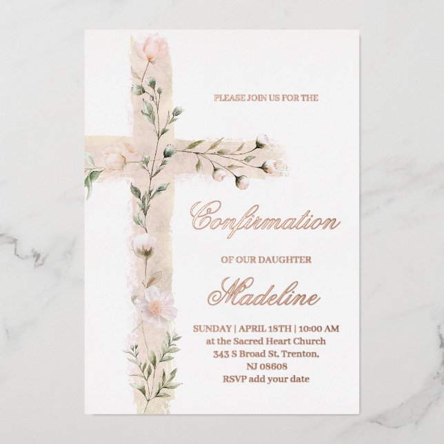 floral Holy cross Confirmation (Front)