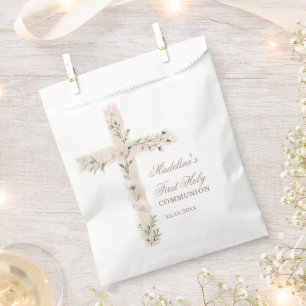 floral Holy cross First Communion Favour Bags