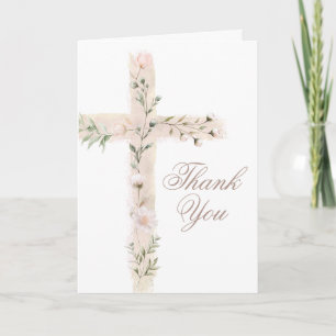 floral Holy Cross  religious event Thank You Card