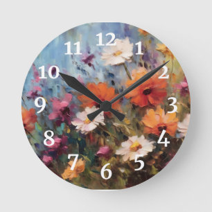 Floral Home Decor Round Clock