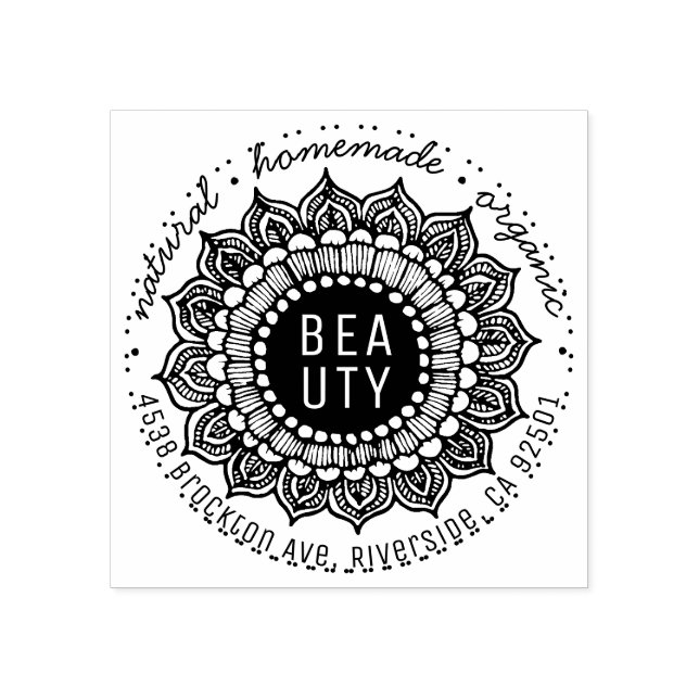 Floral Homemade Beauty Business Botanical Mandala Rubber Stamp (Imprint)