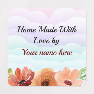 Floral Homemade For You Small Square Clothe Label