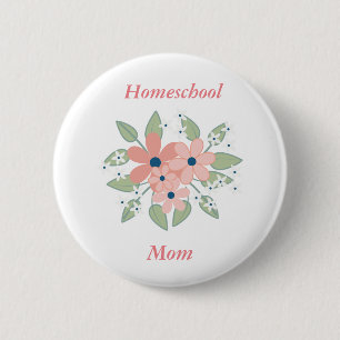 Floral Homeschool Pink and Green Floral 6 Cm Round Badge