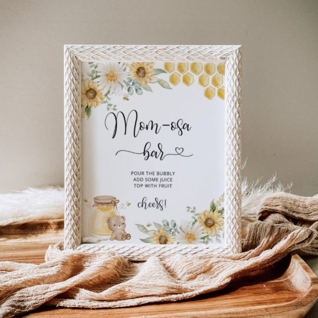 Floral honey bear Mom-osa bar Poster (Creator Uploaded)