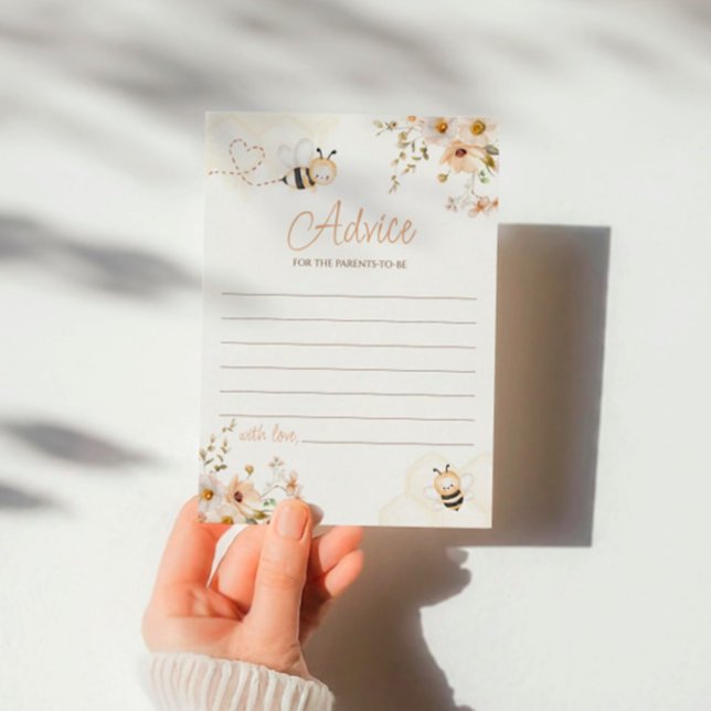 Floral Honey Bee Baby Shower Advice Card (Creator Uploaded)