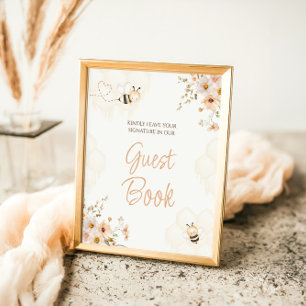 Floral Honey Bee Baby Shower Guest Book Sign