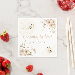 Floral Honey Bee Baby Shower Napkin